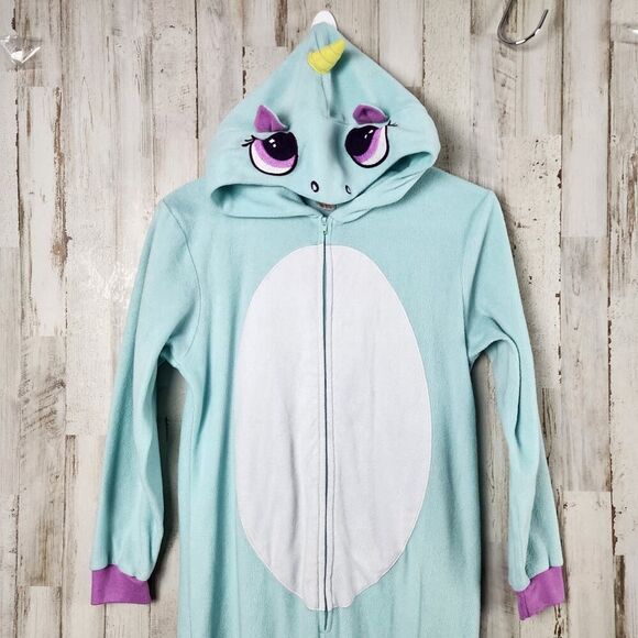 Cat & Jack Unicorn Pajama Onesie Blue Large 10-12 - Picture 9 of 9